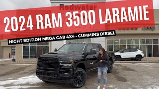 New 2024 Ram 3500 Laramie Night Edition Mega Cab 4x4  Cummins  Stock  RR39824  Redwater Dodge [upl. by Suryt]