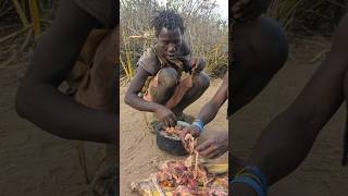 Wow 😲  Hadzabe men preparing their traditional sweet and delicious food middle of nowhereshorts [upl. by Egdirdle]