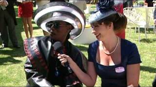 Grace Jones and her mother with Philip Treacy at Royal Ascot [upl. by Etteniuqna]