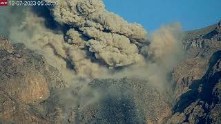 Rocks seen thrown from latest Strombolian Eruption at Semeru Volcano Dec 7 2023 [upl. by Arianie]