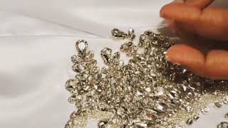 How to apply rhinestones appliques on a dress handsewing beading rhinestones applique sew [upl. by Joed]