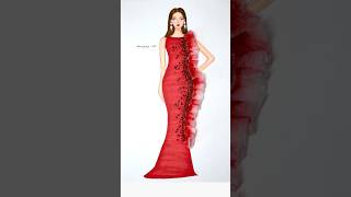 Red Dress Design Art shorts art satisfying youtubeshorts creative dress fashion craft ideas [upl. by Maltz]