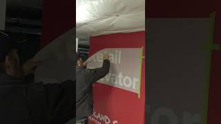 White Vinyl on Red Wall 3 satisfying oddlysatisfying signs installation vinyl shorts [upl. by Luz]