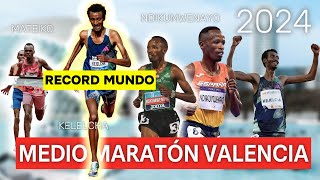 MEDIA MARATON DE VALENCIA 2024 🚀 ¡Récord del Mundo ⚡️ 57´ 30quot [upl. by Akoyin]