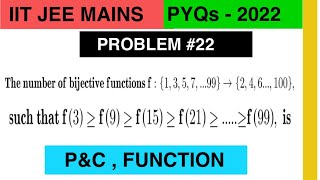 The number of bijective functions f1357…99246…100such that f3greater than or equal to [upl. by Werdna]