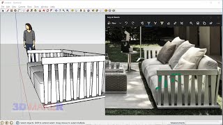 Modeling furniture in sketchup  Zante Sectional Sofa [upl. by Naresh]