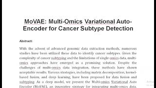 MoVAE Multi Omics Variational Auto Encoder for Cancer Subtype Detection [upl. by Niatsirhc687]