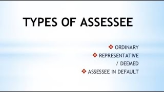 Types of Assessee as per Income Tax Act 1961 [upl. by Lilla]