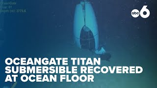 Video of OceanGate Titan submersible recovered at ocean floor [upl. by Nage508]