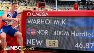 Karsten Warholm ALMOST breaks 400m hurdles world record in Stockholm  NBC Sports [upl. by Shriver]