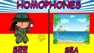 Homophones In English Grammer  Basic Homophones list for class 1 Kids [upl. by Hgielyk]