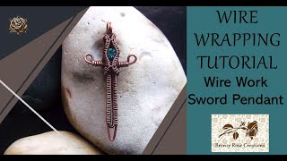 Wire sword pendant wire wrapping weaving tutorial how to wire wrap [upl. by Valdis925]