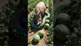 Rhino saves dog from green python [upl. by Acirretahs]