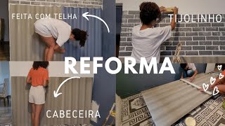 DIY CABECEIRA FEITA COM TELHA ME SURPRENDI COM RESULTADO  FIZ UMA PAREDE DE TIJOLINHO COM ESPUMA [upl. by Nehttam717]