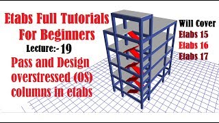 Etabs Full Tutorials for beginners  Pass and Design overstressed OS columns in etabs  Lec 19 [upl. by Yenahs]