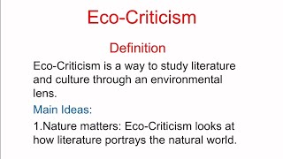 Ecocriticism  A literary theory  in Hindi Urdu [upl. by Vivianna]