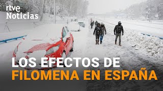 Las CONSECUENCIAS DE FILOMENA Conductores atrapados calles colapsadas árboles caídos  RTVE [upl. by Barcus]