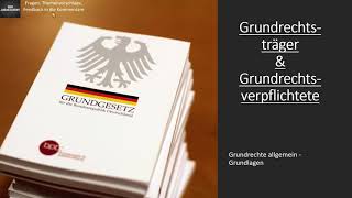 Grundrechtsträger und Grundrechtsverpflichtete I Grundrechte Grundlagen  3 [upl. by Calandra]