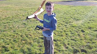 Flite Test Tiny Trainer sons first plane maiden flight [upl. by Leod]