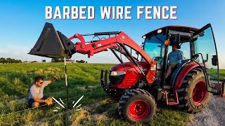 INSTALLING a BARBED WIRE FENCE [upl. by Merrel]