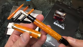 Pelikan Souverän 600 Vibrant Orange Fountain Pen Unboxing and Writing Sample [upl. by Sherrie]