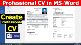 Create Professional CV on MS word Free  Best CV format 2024  CV Writing [upl. by Noman438]