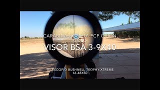 Prueba de tiro Cometa PCP Orion Gold visor BSA y telescopio Bushnell  CarabinasYPistolas 4K [upl. by Atinaj508]