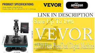 VEVOR 12X10 Inch Heat Press Dual Digital Heat Press Machine 650W Swing [upl. by Lotsirk691]