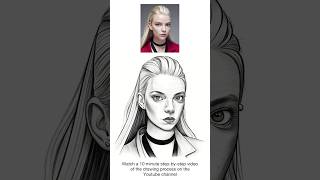 Drawing Anya Taylor Joy  How to Draw a Realistic Portrait From a Photo [upl. by Shulock]