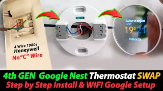 4th Gen Nest Thermostat No C Wire Install in 4Wire 1980s House  StepbyStep Install amp Setup [upl. by Eznyl245]