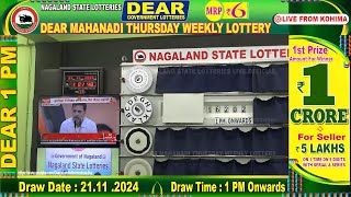 LOTTERY LIVE 1PM 21112024  Nagaland State Lottery  LIVE DRAW [upl. by Leblanc]