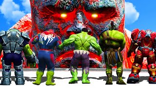 Team Hulk amp Hulk Buster amp Hulk Ragnarok amp Incredible Hulk VS Biggest Titan Perses  Monster Universe [upl. by Eartha]