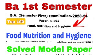 Ba 1st Semester CoCurricular Solved Question Paper💥Ba 1st Semester food Nutrition and Hygiene paper [upl. by Nonnahsal]