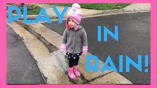 Toddler plays in the rain  Hunter Boots  Hello Kitty [upl. by Botti]