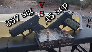 357 sig VS 45 acp in Ballistics Gel [upl. by Ahsemad]