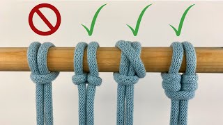 3 UNIQUE Macrame Knot Techniques  Reinforced Larks Head Knot Cats Paw Knot Slingstone Hitch [upl. by Bilac767]