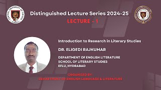 DISTINGUISHED LECTURE SERIES II Lecture 1 by Dr Eligedi Rajkumar II 16072024 [upl. by Gleeson]