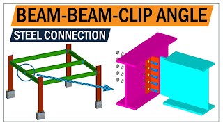 Beam to Beam connections  Steel frame construction  3d animation [upl. by Ayotak81]