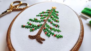 Christmas Tree Hand Embroidery  DIY Christmas Ornaments  Christmas Pattern  DIY Embroidery Hoop [upl. by Idou]