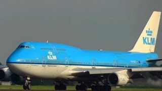 B747 KLM 3 TIMES Takeoff live uncut  AMS Schiphol [upl. by Hubert222]