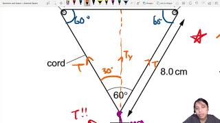 61a Ex3 MJ20 P12 Q18 Stretched String Hanging Mass  MayJune 2020  CAIE A Level 9702 Physics [upl. by Aretse]