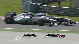 Rubens Barrichello overtake on Michael Schumacher Turkish GP 2011 [upl. by Gaiser]