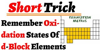 REMEMBER OXIDATION STATE OF dBLOCK ELEMENTS  SHORT TRICKS [upl. by Aihsia]