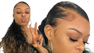 SLEEK DRAWSTRING PONYTAIL NATURAL HAIR SUPER EASY  SLEEK PONYTAIL W WEAVE NATURAL HAIR [upl. by Ekeiram]