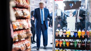 ‘Iconic’ Donald Trump visits bodega following second day in court [upl. by Aimet]