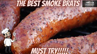 Smoke brats on Traeger grill  how to cook bratwurst [upl. by Nnylahs]