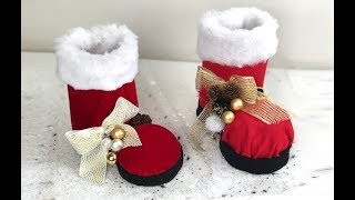 Stivali BABBO NATALE 2 IDEE SEMPLICI  Christmas Santa Claus Boot From Waste Plastic Bottle  DIY [upl. by Aileno]