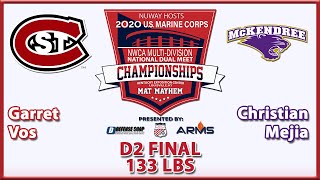 2020 NWCA MultiDivision National Duals  D2 FINAL  Vos vs Mejia  133 [upl. by Ginnie]