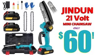 JINDUN  6quot15cm  21v  Cordless Chainsaw [upl. by Auqenet]