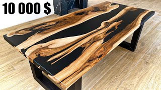 How to make a tableWalnut and epoxy resin table WOODWORKING [upl. by Yahska]